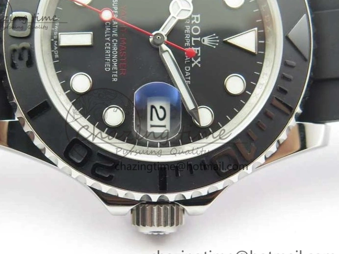 0130 Yacht-Master 116655 ARF SS Custom Made Black Ceramic Bezel on Oysterflex Rubber Strap A HighPerformance 3064